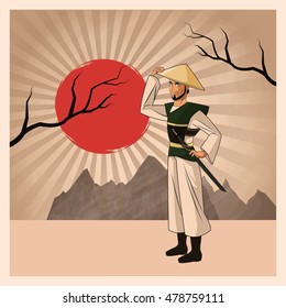 Samurai man cartoon design