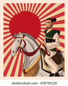 Samurai man cartoon design