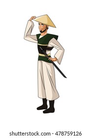Samurai man cartoon design