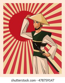 Samurai man cartoon design