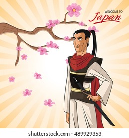 Samurai man cartoon design