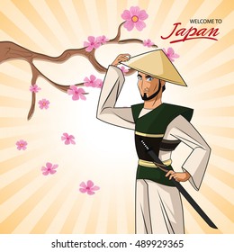 Samurai man cartoon design