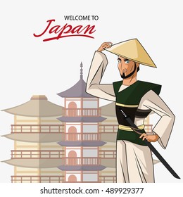Samurai man cartoon design