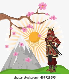 Samurai man cartoon design