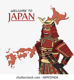 Samurai man cartoon design