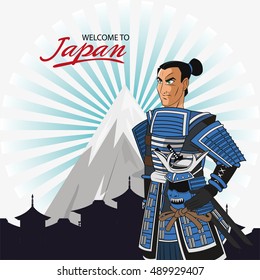 Samurai man cartoon design