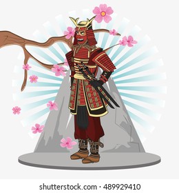 Samurai man cartoon design