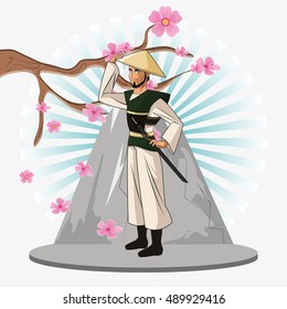 Samurai man cartoon design