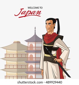 Samurai man cartoon design