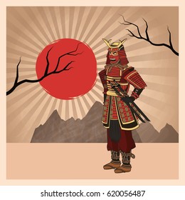 Samurai man cartoon design