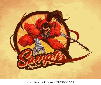 samurai mascot character illustration template