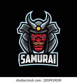 samurai mascot e sport logo design vector illustration