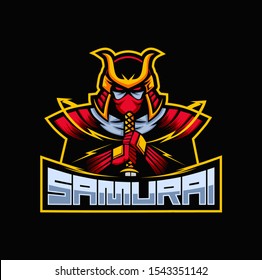 samurai mascot esport logo design