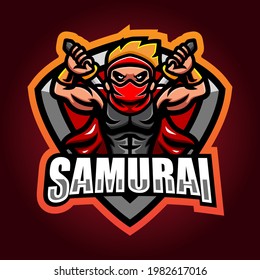 Samurai mascot esport logo design