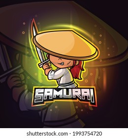 The samurai mascot esport logo design of illustration