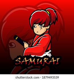 Samurai mascot ilustration vector. esport logo design