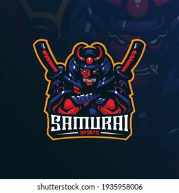 samurai mascot logo design with modern illustration concept style for badge, emblem and t shirt printing. angry samurai illustration for sport and esport team.