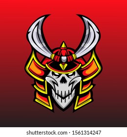 samurai mascot logo design vector with modern illustration concept style for badge, emblem and tshirt printing. head skull samurai illustration for sport and esport team