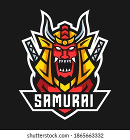 Ilustración vectorial del logotipo de la mascota Samurai. Diseño del logo de Samurai.