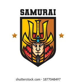 Samurai mascot logo design vector illustration.