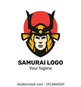 Samurai mascot logo design vector template.
