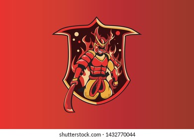 SAMURAI MASCOT LOGO VECTOR EPS
