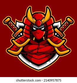 ilustración vectorial del logotipo de mascota samurai