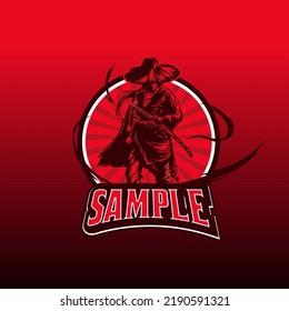 samurai  mascot logo vector illustration template