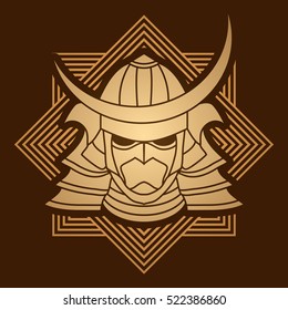 Samurai mask designed on line square background graphic vector.