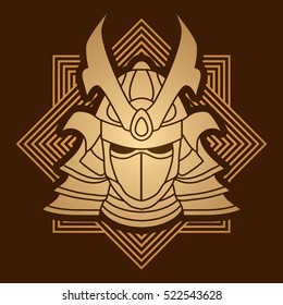 Samurai mask designed on line square background graphic vector.