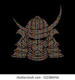 Samurai mask designed using colorful mosaic pattern graphic vector.