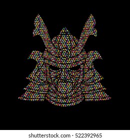 Samurai mask designed using colorful mosaic pattern graphic vector.