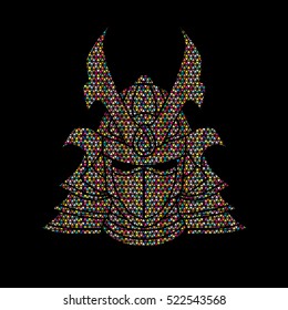 Samurai mask designed using colorful mosaic pattern graphic vector.