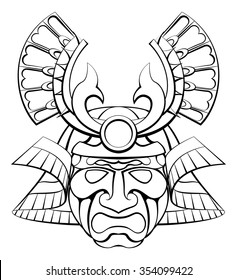 A samurai mask helmet design illustration