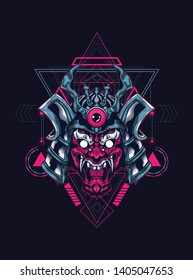Samurai mask helmet sacred geometry