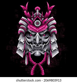 Ilustración del vector del casco de la máscara de Samurai