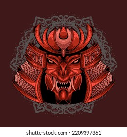 Samurai mask helmet vector illustration