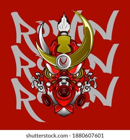 samurai mask illustration design for sukajan is mean japan traditional cloth or t-shirt with digital hand drawn Embroidery Men T-shirts Summer Casual Short Sleeve Hip Hop T Shirt Streetwear