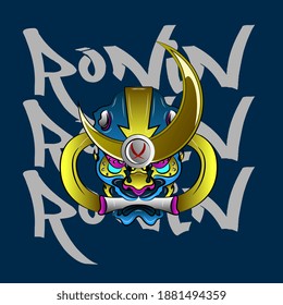 samurai mask illustration design for sukajan is mean japan traditional cloth or t-shirt with digital hand drawn Embroidery Men T-shirts Summer Casual Short Sleeve Hip Hop T Shirt Streetwear