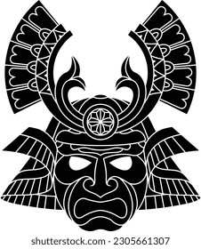 A samurai mask japanese warrior helmet illustration