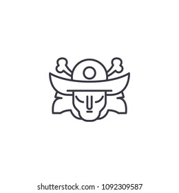 Samurai mask linear icon concept. Samurai mask line vector sign, symbol, illustration.