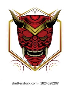 samurai mask logo. japanese mascot.
