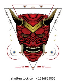 samurai mask on the sacred background.