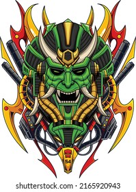 Samurai mask robot with premium quality stock vector