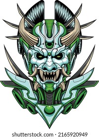 Samurai mask robot with premium quality stock vector