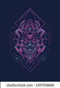 samurai mask with sacred geometry 