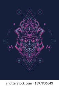 samurai mask with sacred geometry 