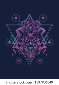samurai mask with sacred geometry 
