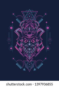 samurai mask with sacred geometry 