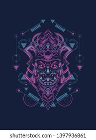 samurai mask with sacred geometry 
